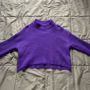 Vibrant Mock-Neck Cropped Sweater